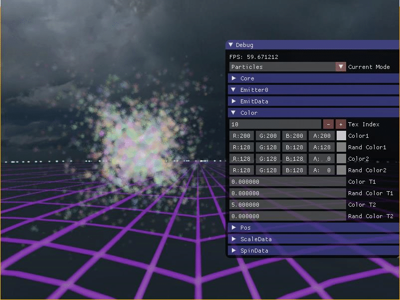 Particles being previewed in the stand alone model viewer 